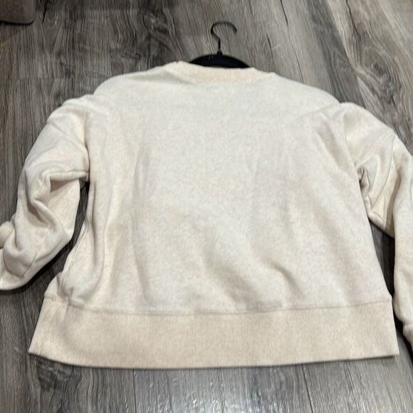 Miles Madewell Women's Ruffle Front Oatmeal Heather Crewneck Sweater Size Small - Picture 2 of 7